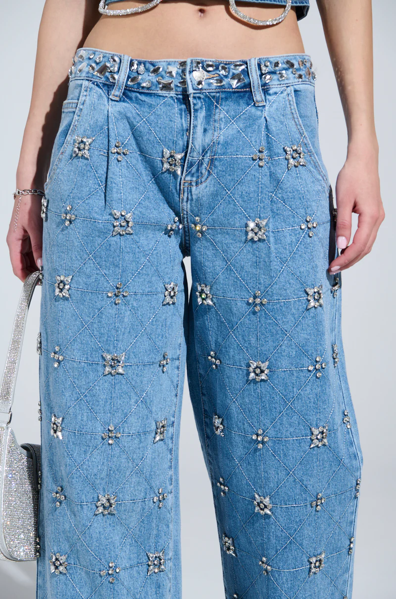 TAKE ME OUT RHINESTONE DENIM JEANS - Image 7