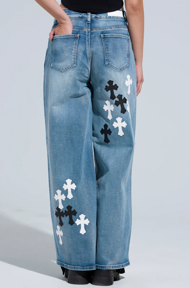 TAKE ME TO CHURCH PATCHWORK DENIM JEAN - Image 3