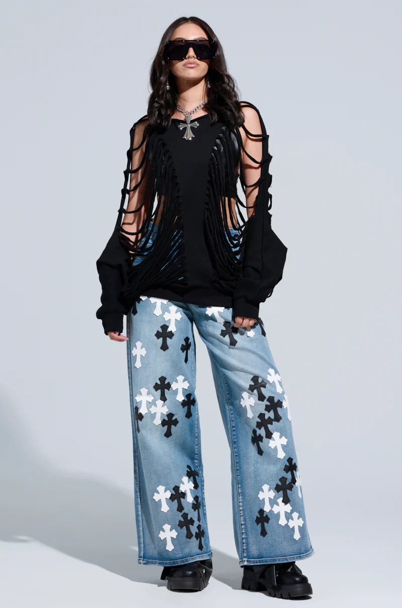 TAKE ME TO CHURCH PATCHWORK DENIM JEAN - Image 4