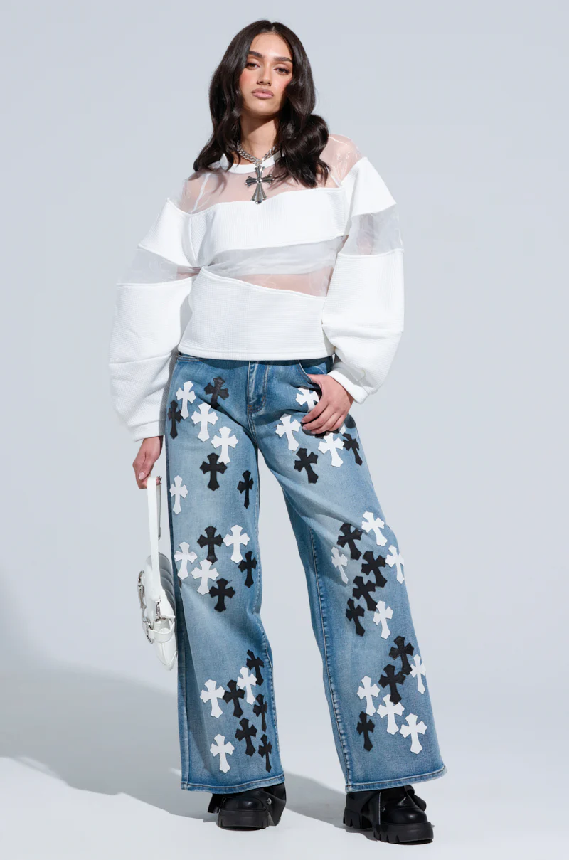TAKE ME TO CHURCH PATCHWORK DENIM JEAN - Image 5