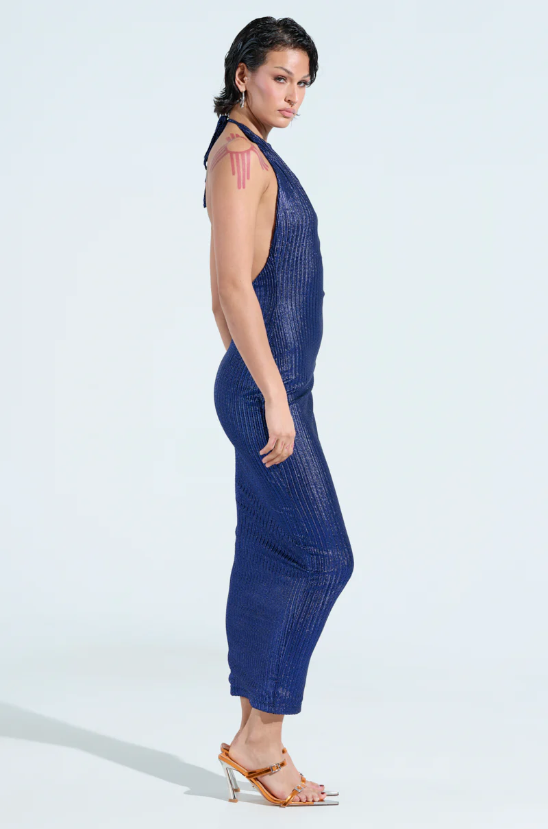 TAKE ME TO FIGI KNIT MAXI DRESS IN BLUE - Image 3