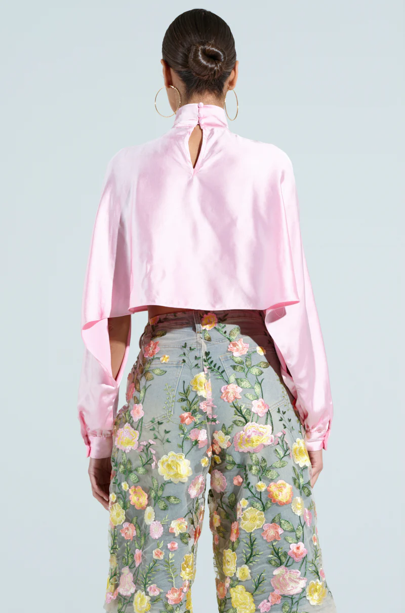 TALIA SATIN MOCK NECK BLOUSE - Image 4