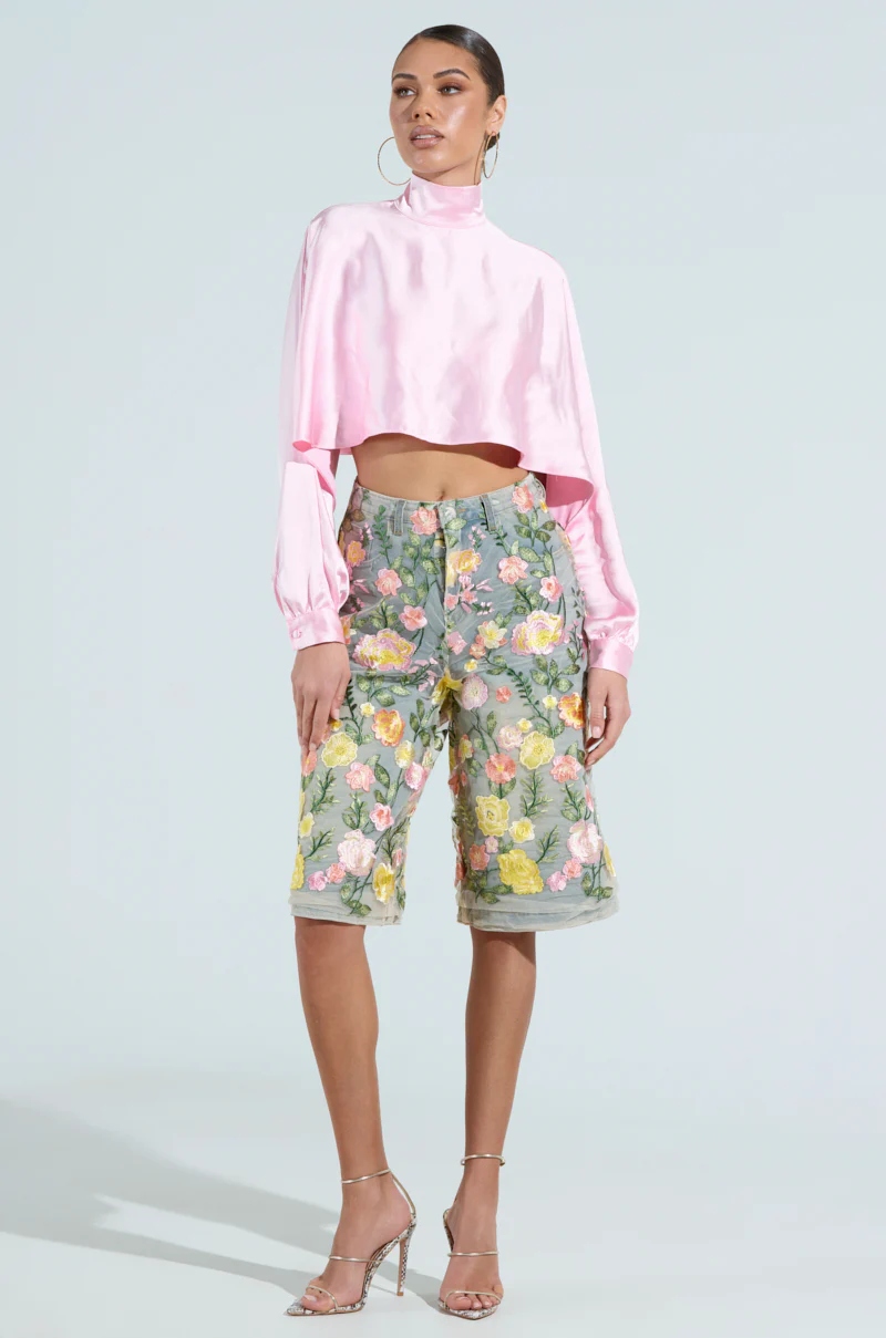 TALIA SATIN MOCK NECK BLOUSE - Image 5
