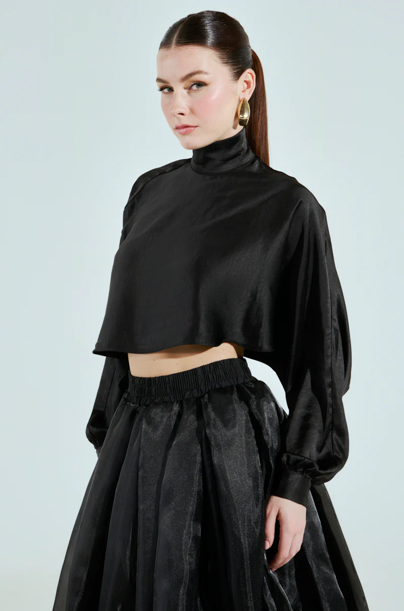 TALIA SATIN MOCK NECK BLOUSE - Image 2