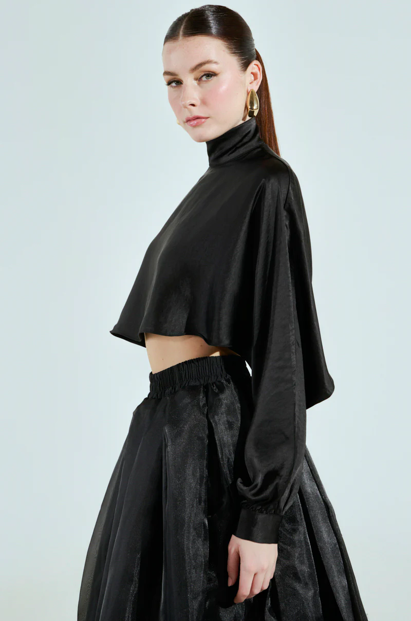 TALIA SATIN MOCK NECK BLOUSE - Image 3