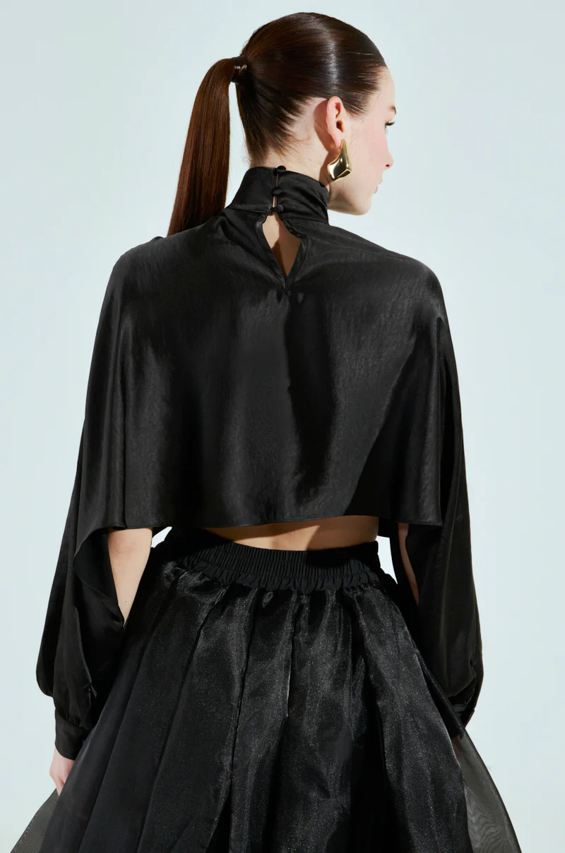 TALIA SATIN MOCK NECK BLOUSE - Image 4
