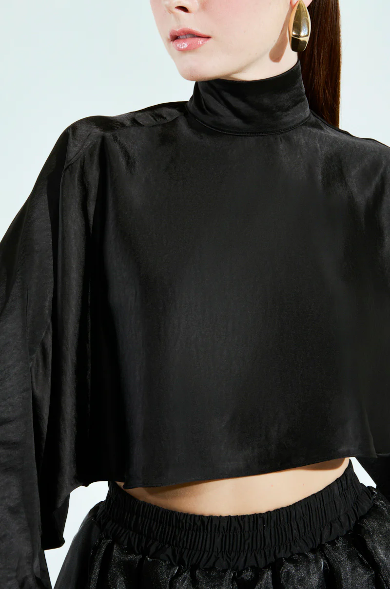 TALIA SATIN MOCK NECK BLOUSE - Image 8
