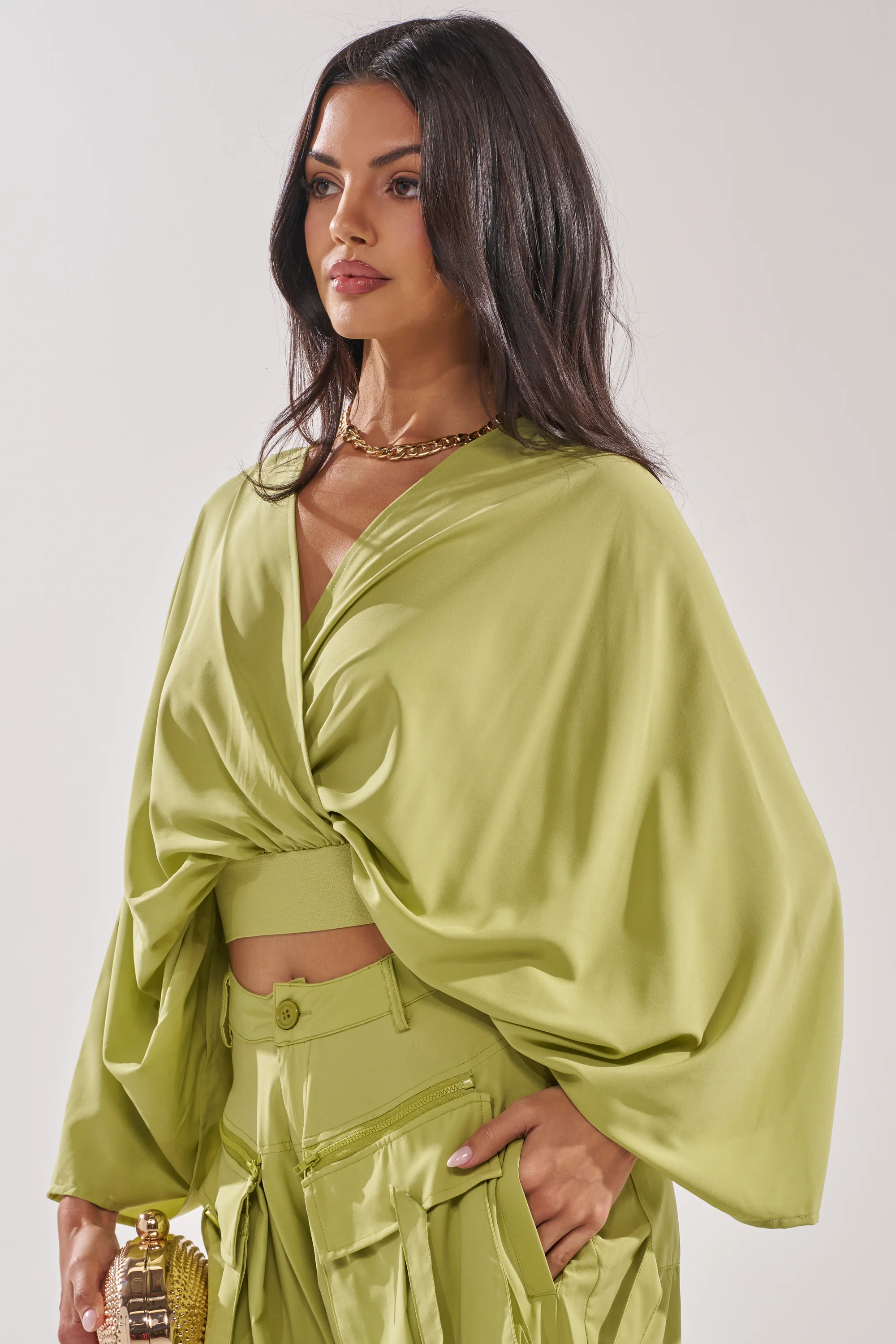 TALK ABOUT ME BLOUSE IN CHARTREUSE - Image 3