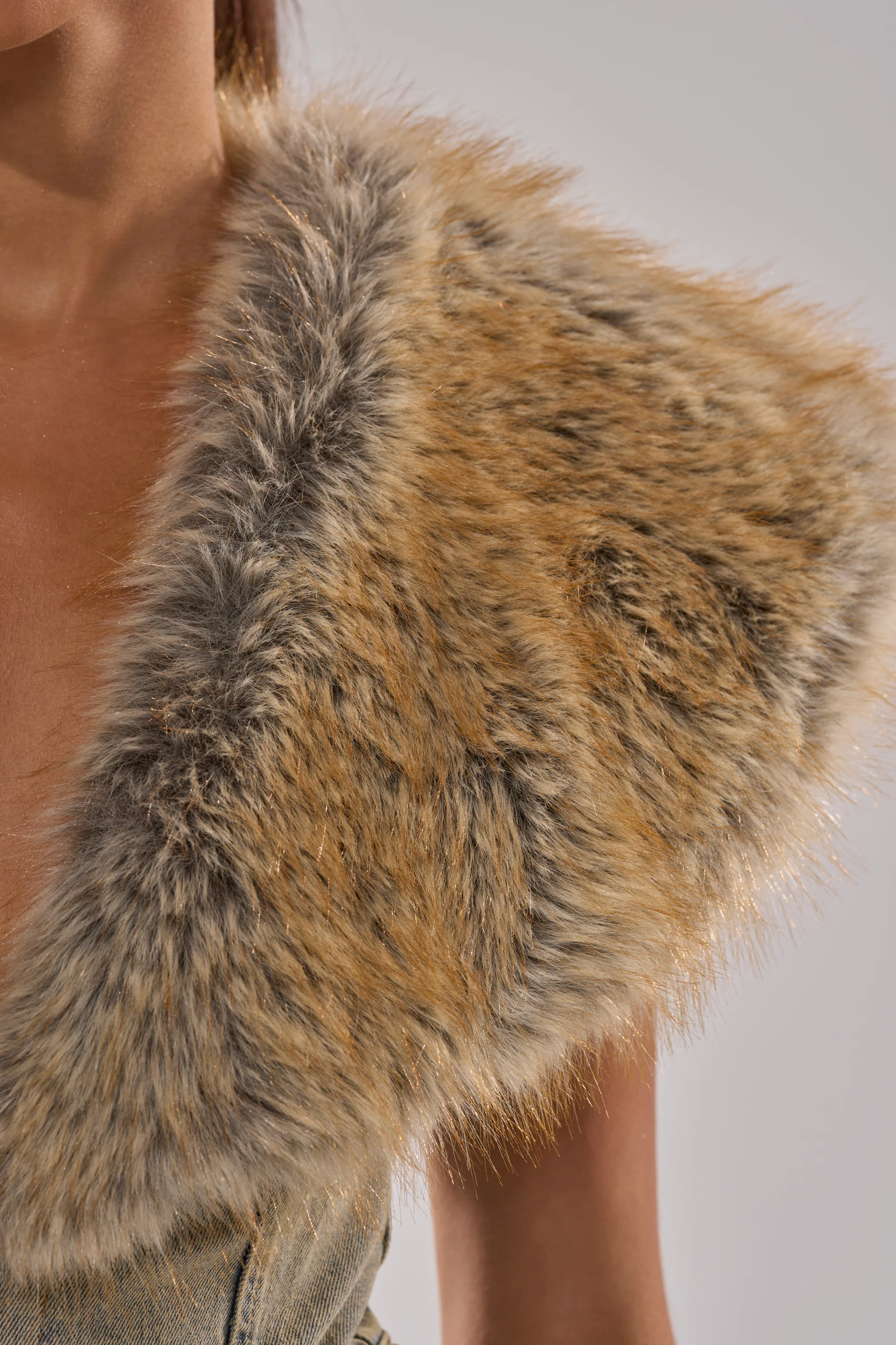 TALK THAT TALK DENIM FUR JUMPSUIT IN VINTAGE BLUE - Image 7
