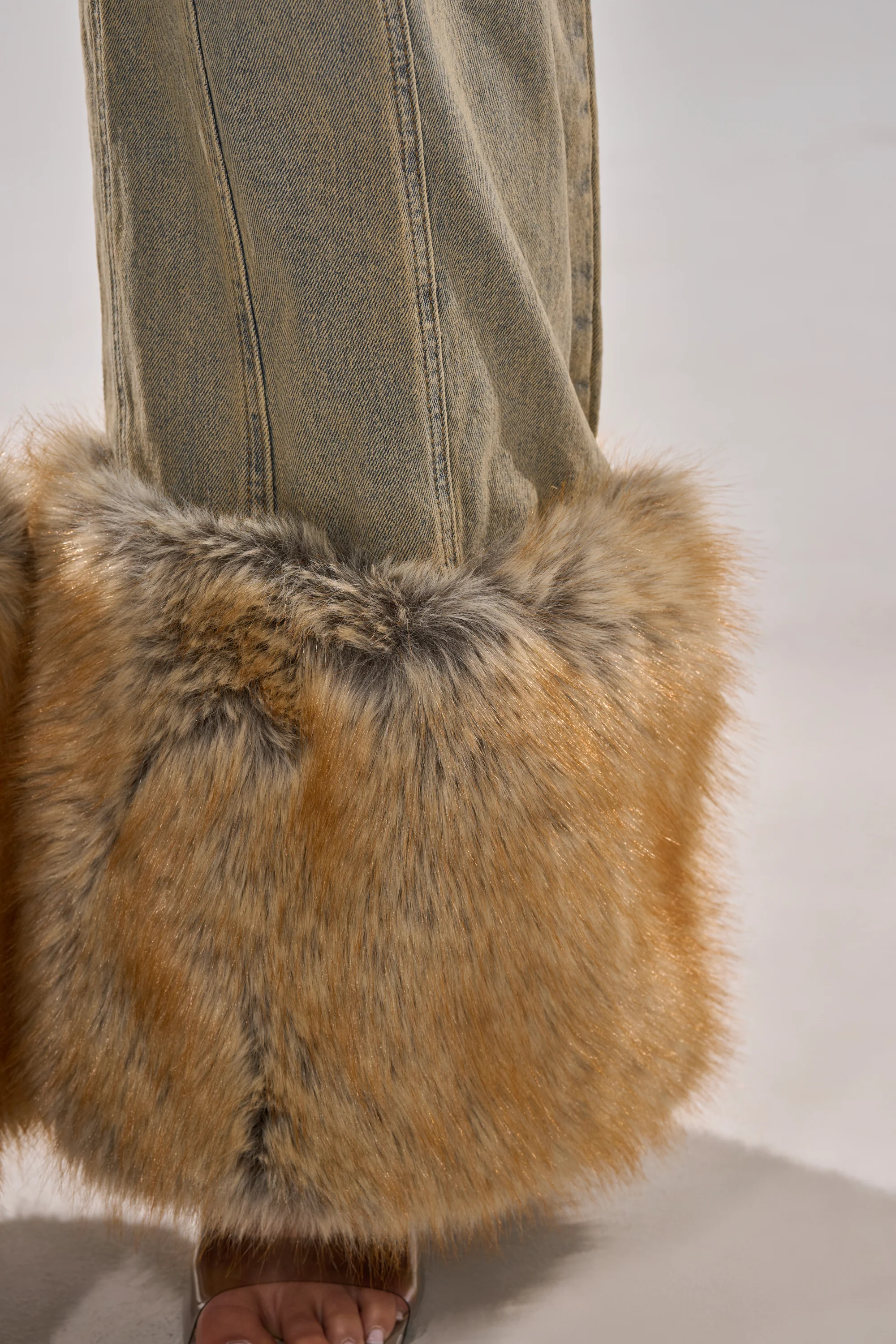 TALK THAT TALK DENIM FUR JUMPSUIT IN VINTAGE BLUE - Image 9