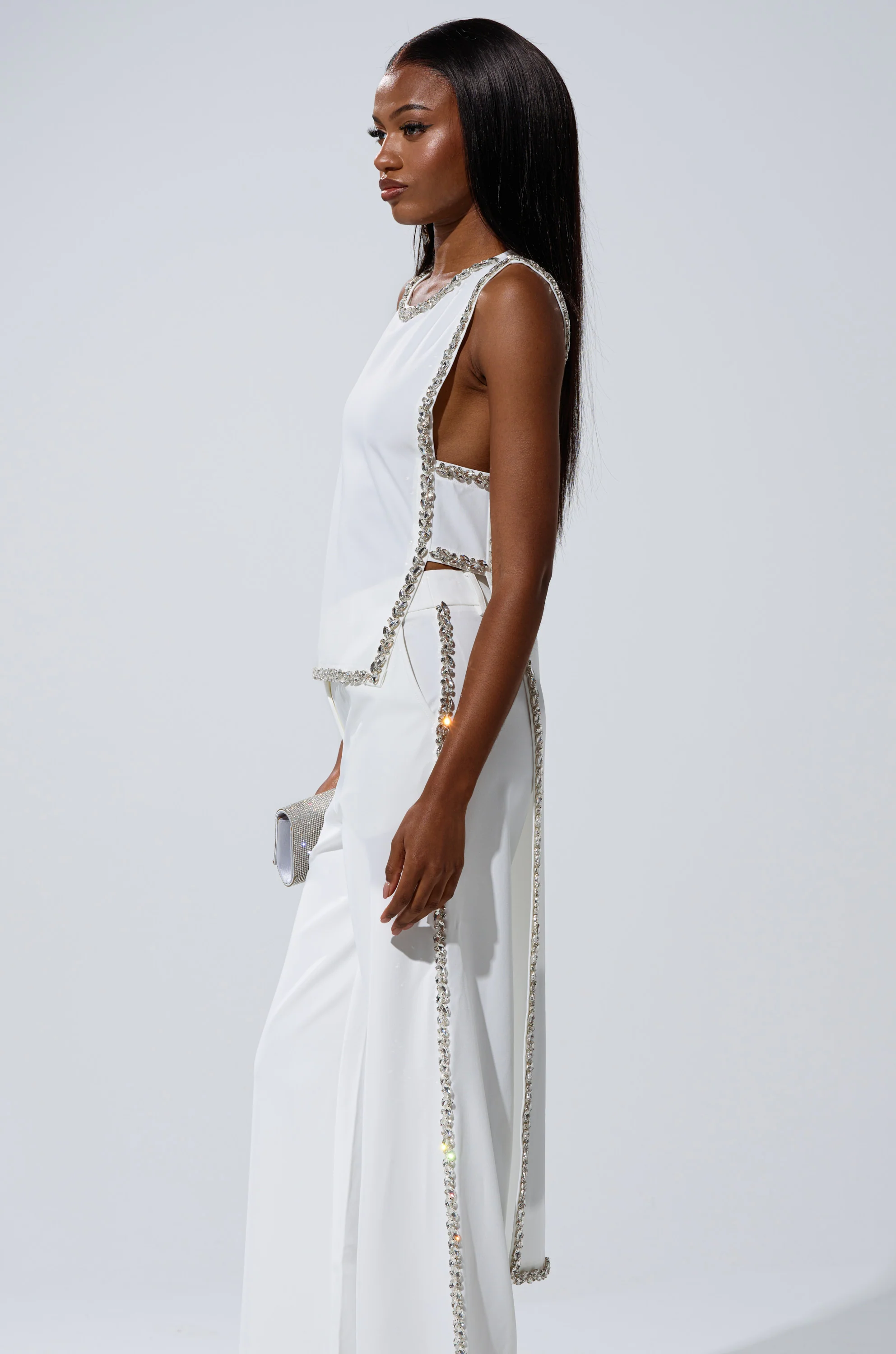 TALK TO ME BABY BLOUSE WITH RHINESTONE IN WHITE - Image 3