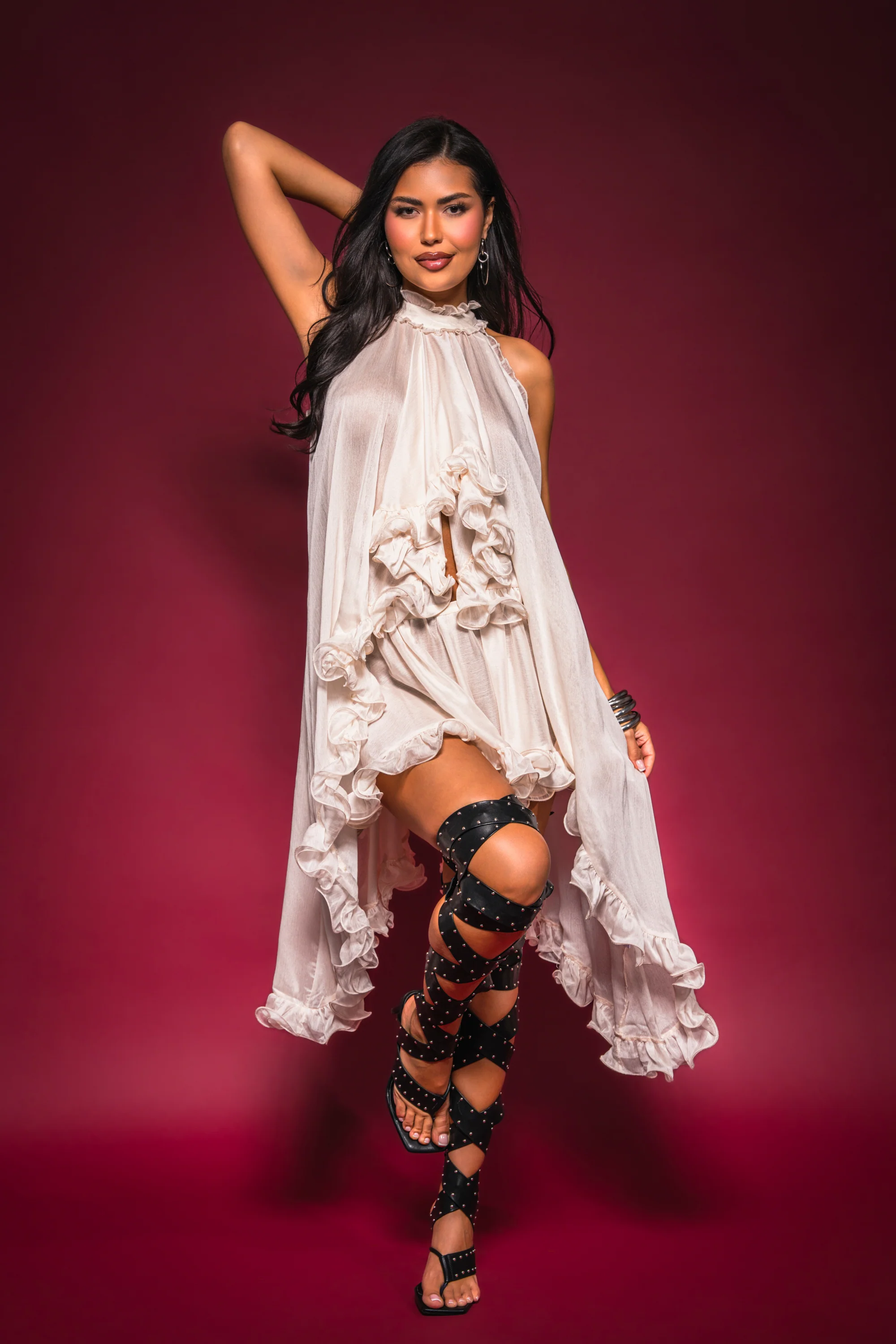 TALK TO ME HIGH LOW MESH BLOUSE - Image 2
