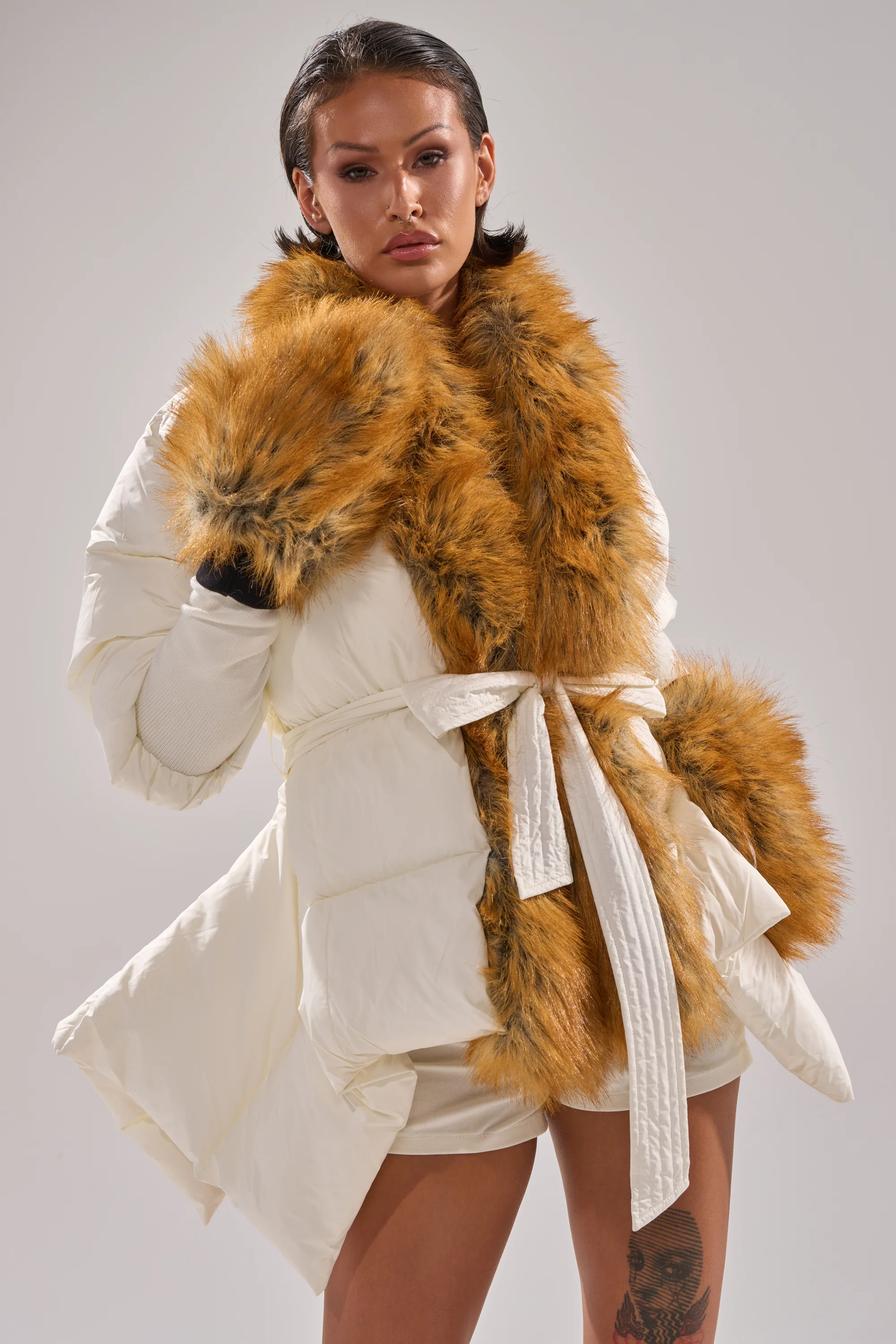TALK TO ME NICE FUR TRIM PUFFER - Image 2