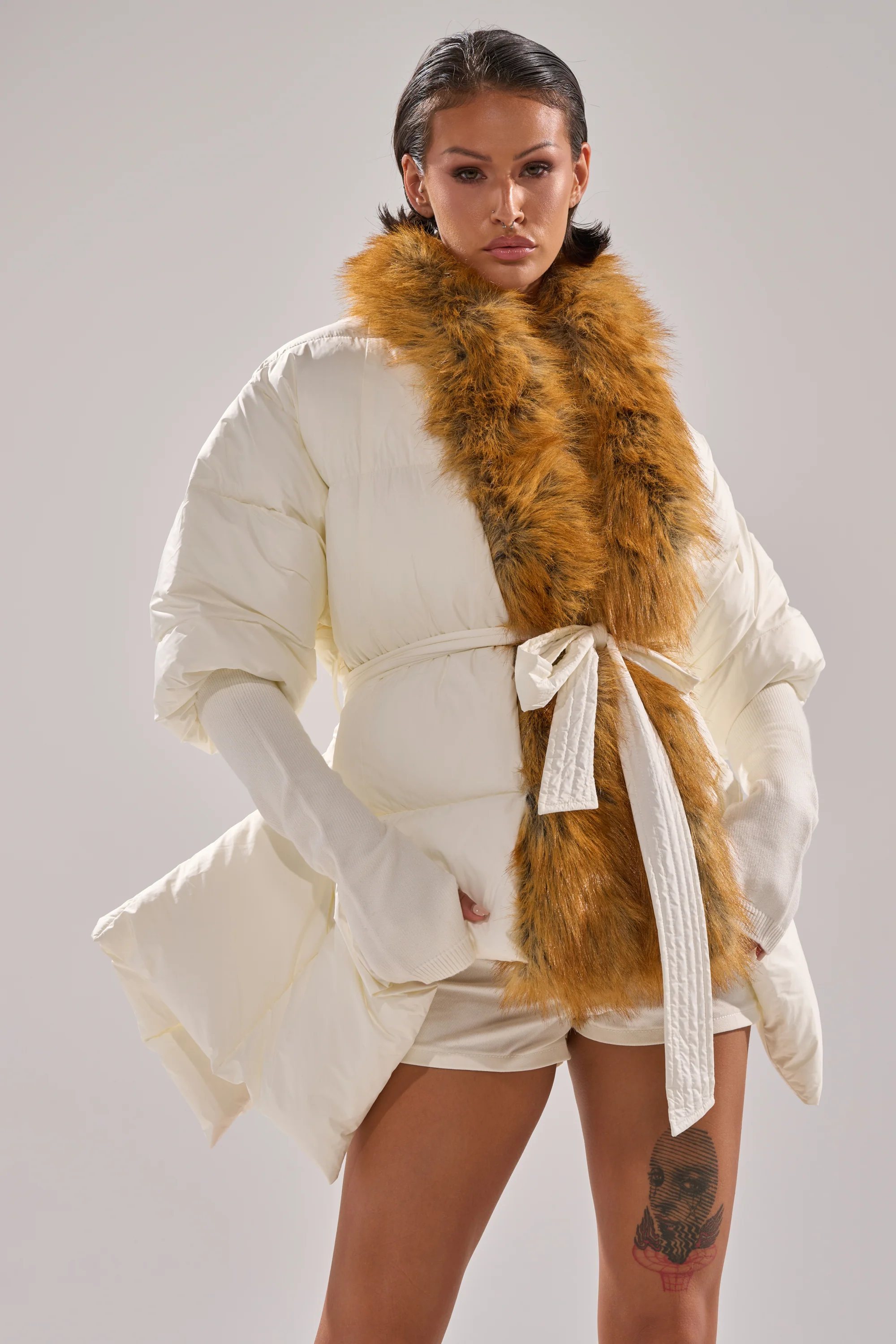 TALK TO ME NICE FUR TRIM PUFFER - Image 4