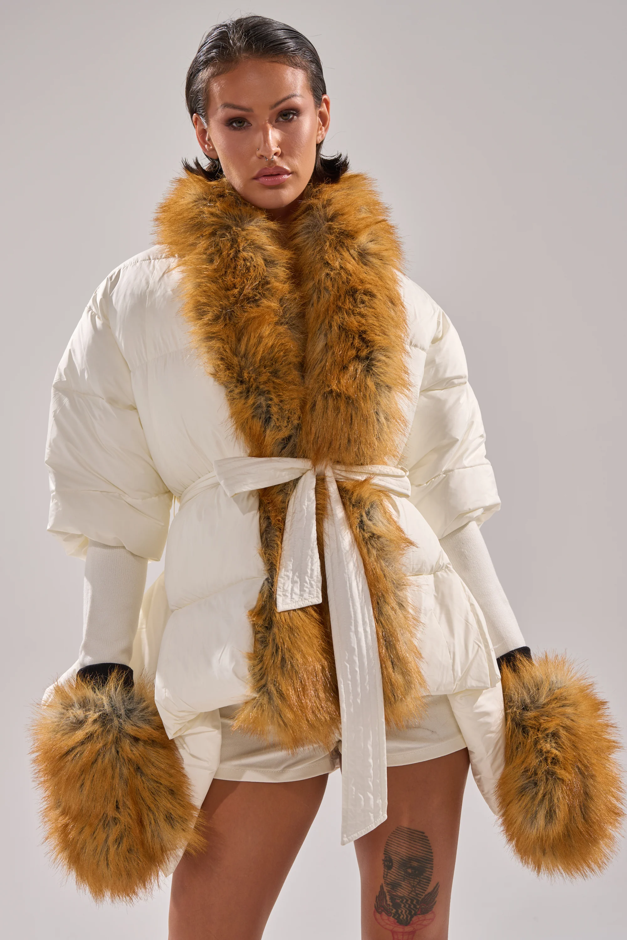TALK TO ME NICE FUR TRIM PUFFER - Image 5