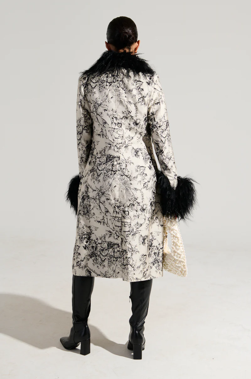 TALULAH REMOVABLE FUR TRIM TRENCH IN IVORY MULTI - Image 10