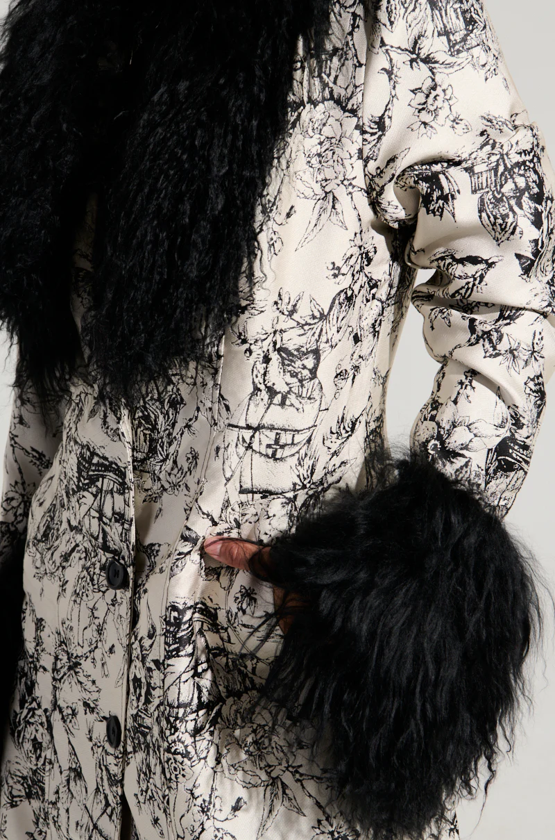 TALULAH REMOVABLE FUR TRIM TRENCH IN IVORY MULTI - Image 11