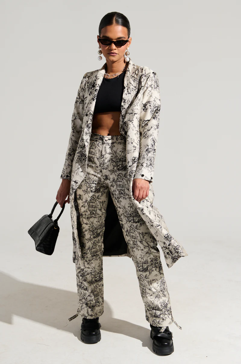 TALULAH REMOVABLE FUR TRIM TRENCH IN IVORY MULTI - Image 3