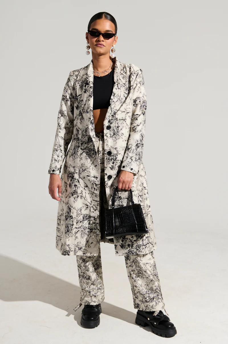 TALULAH REMOVABLE FUR TRIM TRENCH IN IVORY MULTI - Image 4