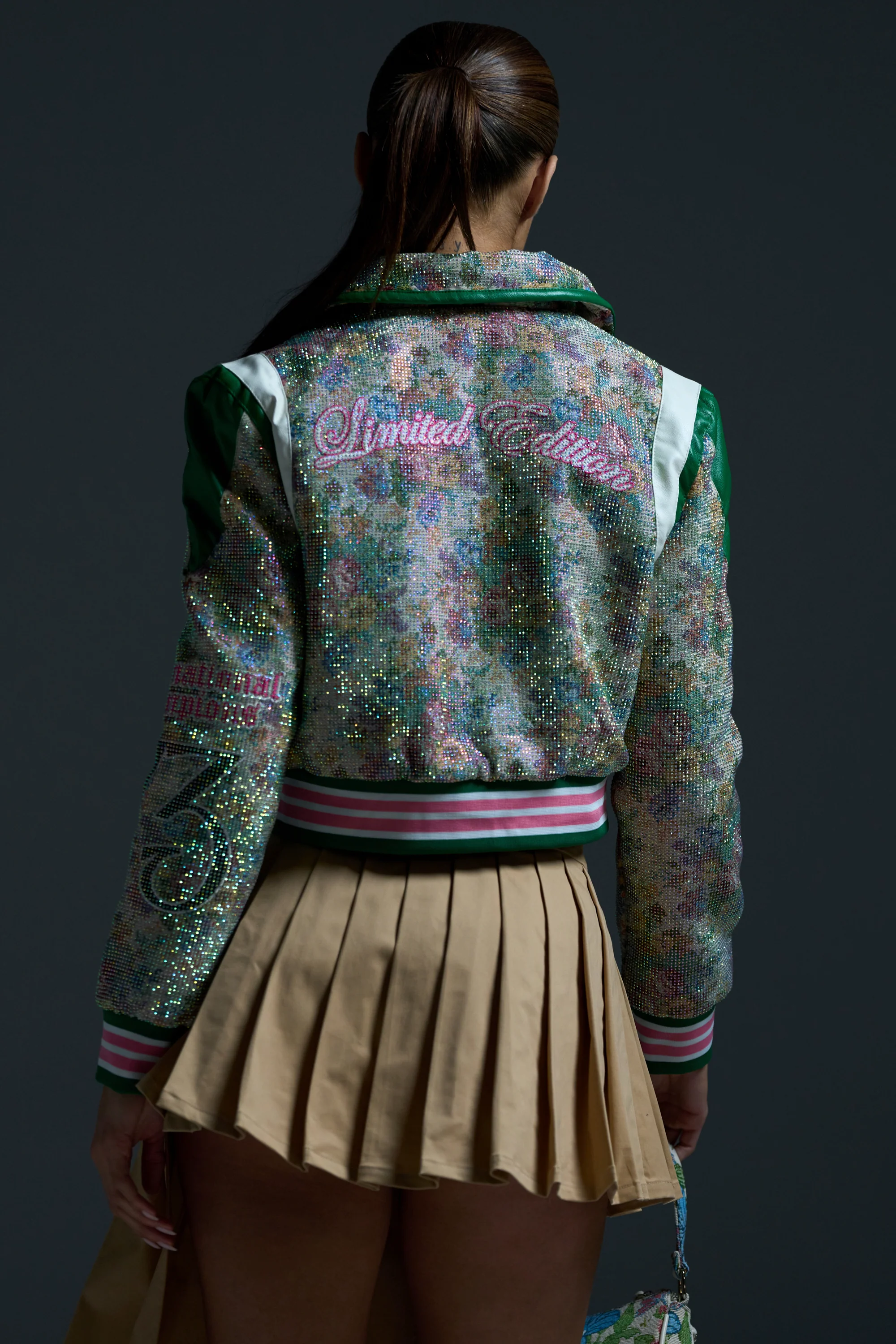 TAPPED OUT RHINESTONE BOMBER - Image 6
