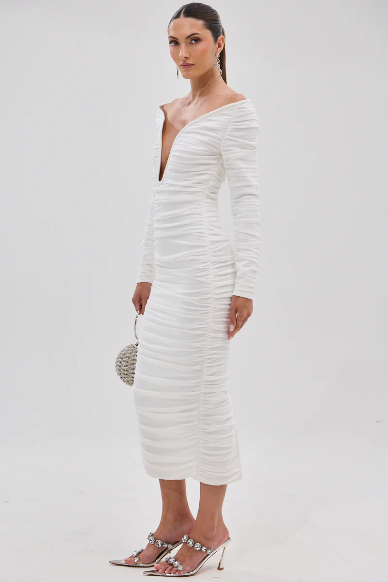 TARAJI BANDAGE MIDI DRESS WITH MESH OVERLAY - Image 3