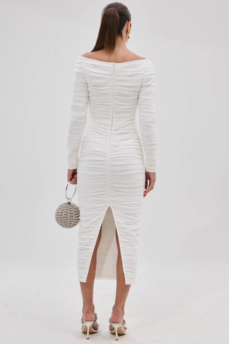 TARAJI BANDAGE MIDI DRESS WITH MESH OVERLAY - Image 4