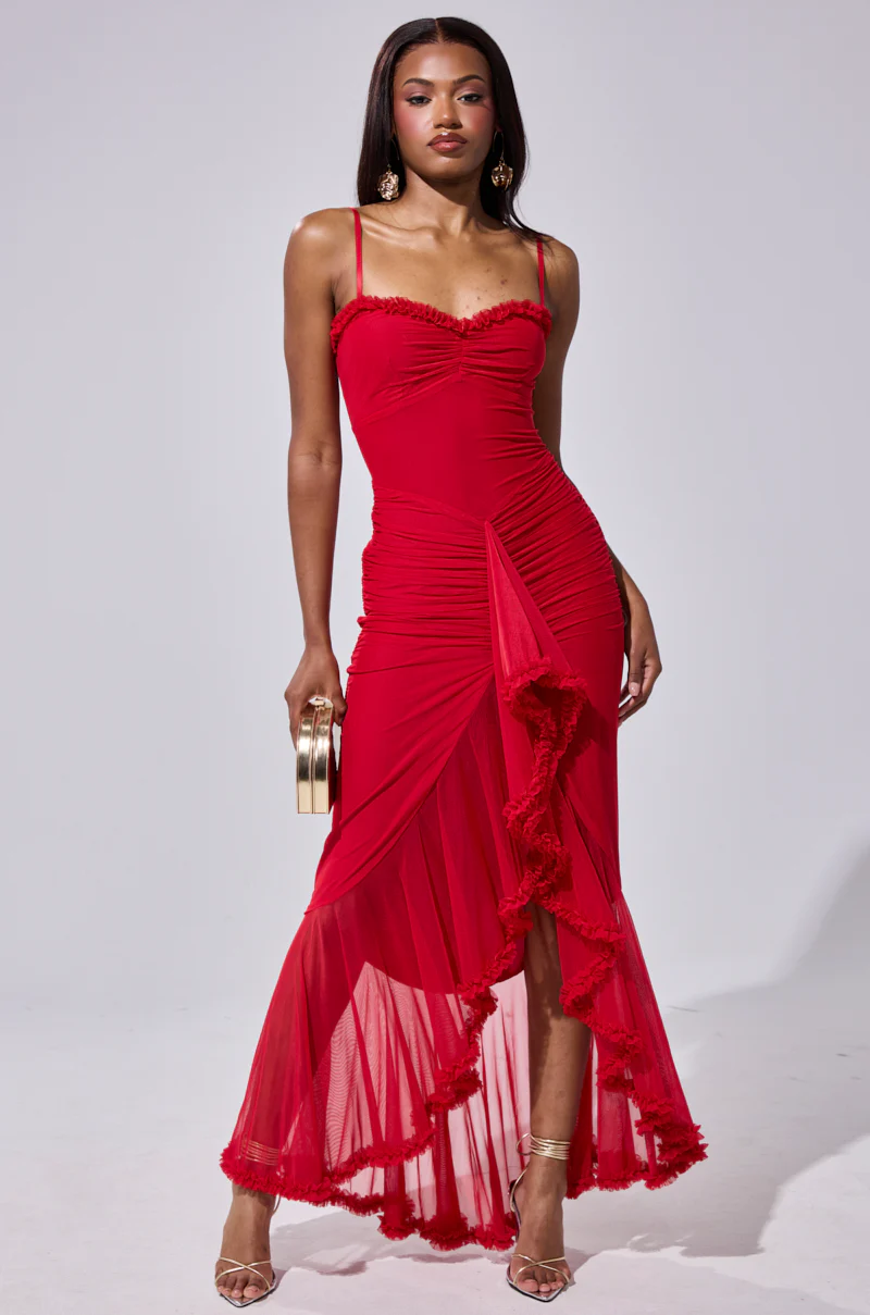 TATI RUFFLE MAXI DRESS IN RED - Image 3