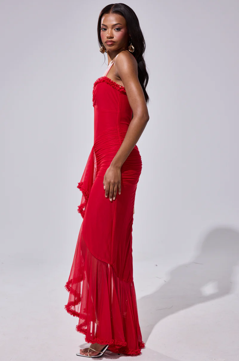 TATI RUFFLE MAXI DRESS IN RED - Image 5