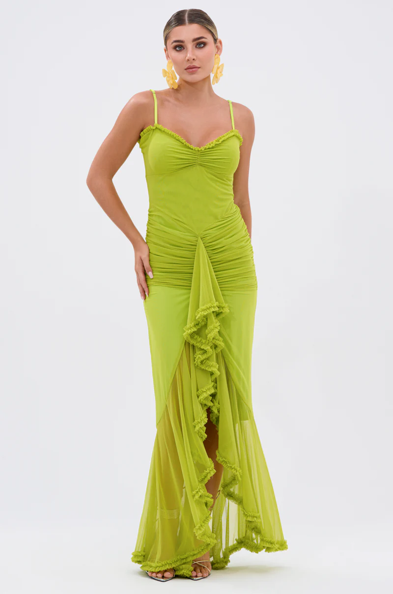TATI RUFFLE MAXI DRESS IN LIME - Image 2
