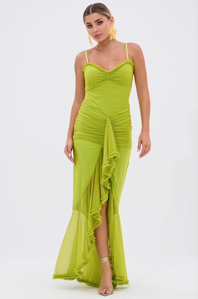 TATI RUFFLE MAXI DRESS IN LIME - Image 3