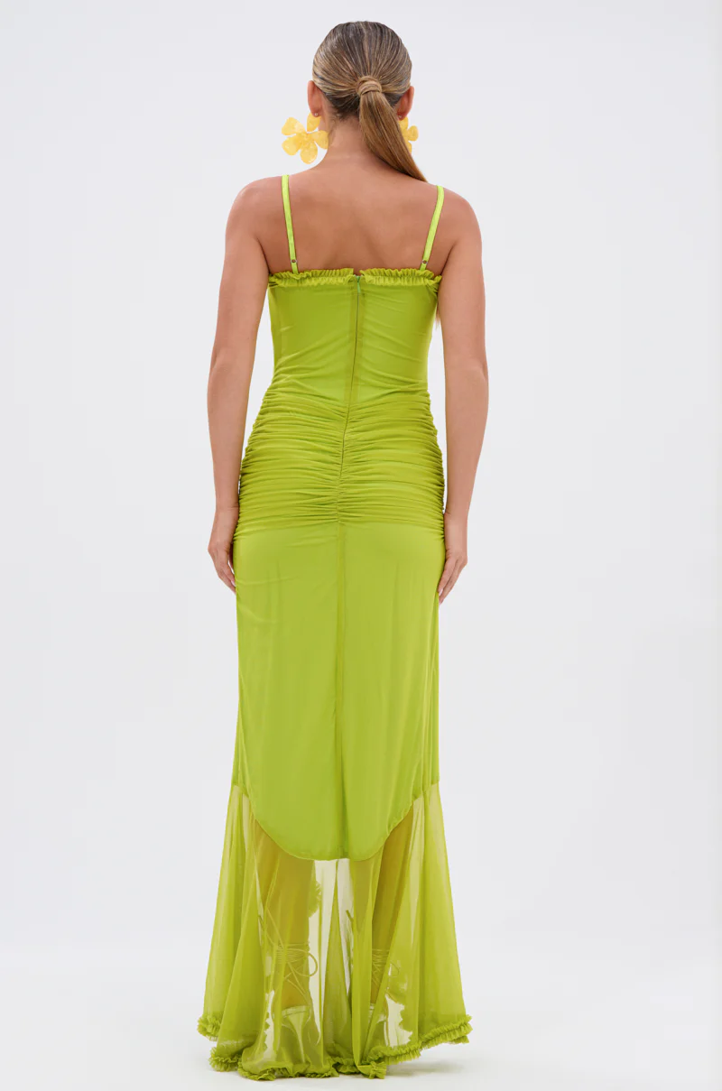 TATI RUFFLE MAXI DRESS IN LIME - Image 5