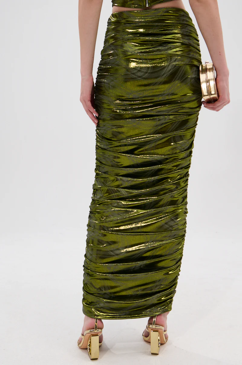 TAYLOR METALLIC RUCHED MAXI SKIRT - Image 5