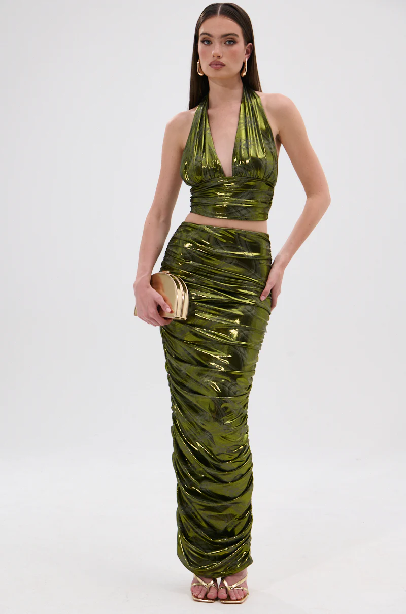 TAYLOR METALLIC RUCHED MAXI SKIRT - Image 6