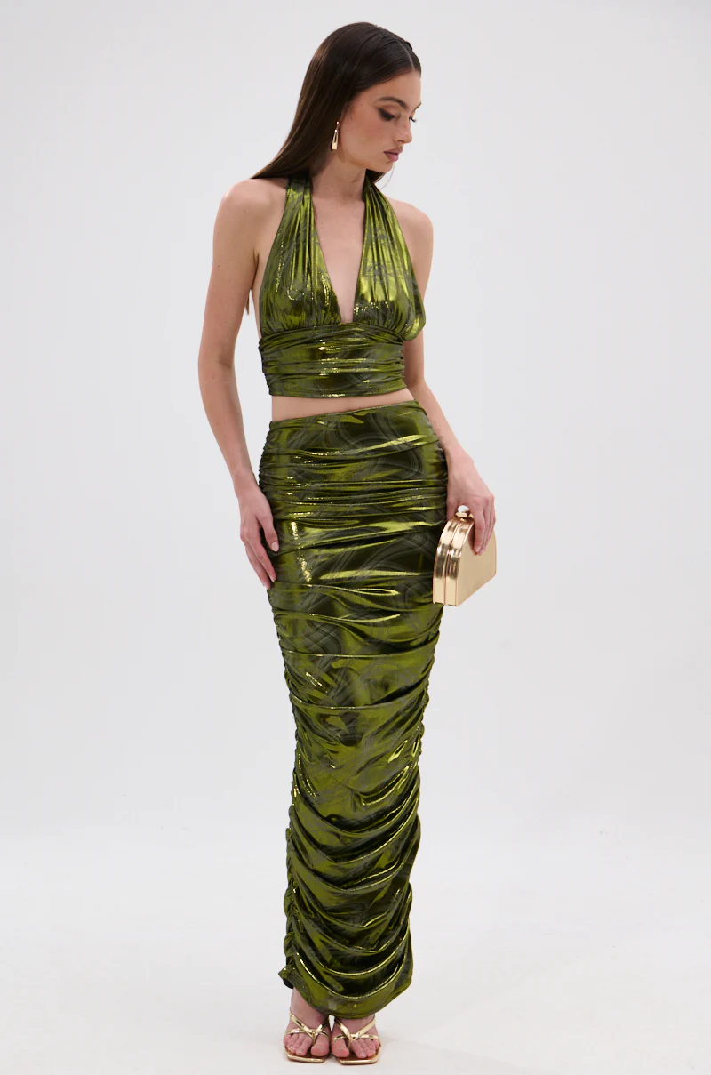 TAYLOR METALLIC RUCHED MAXI SKIRT - Image 7