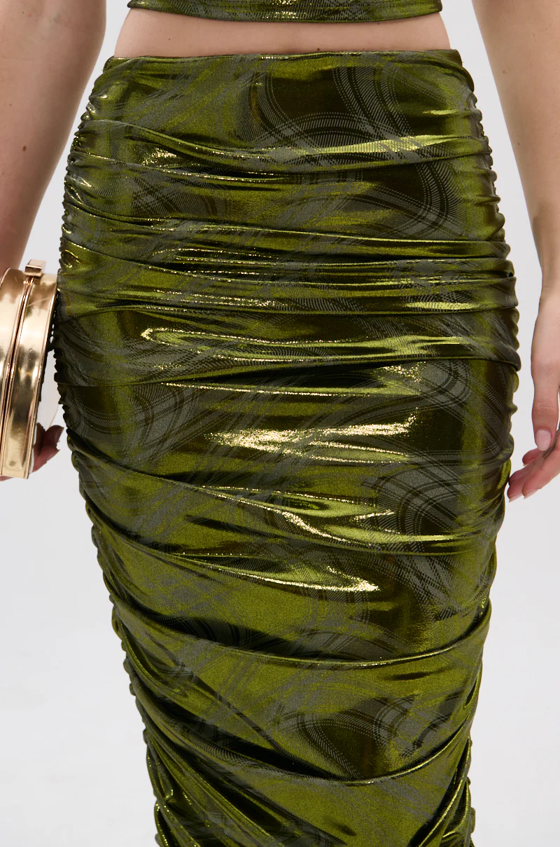 TAYLOR METALLIC RUCHED MAXI SKIRT - Image 8