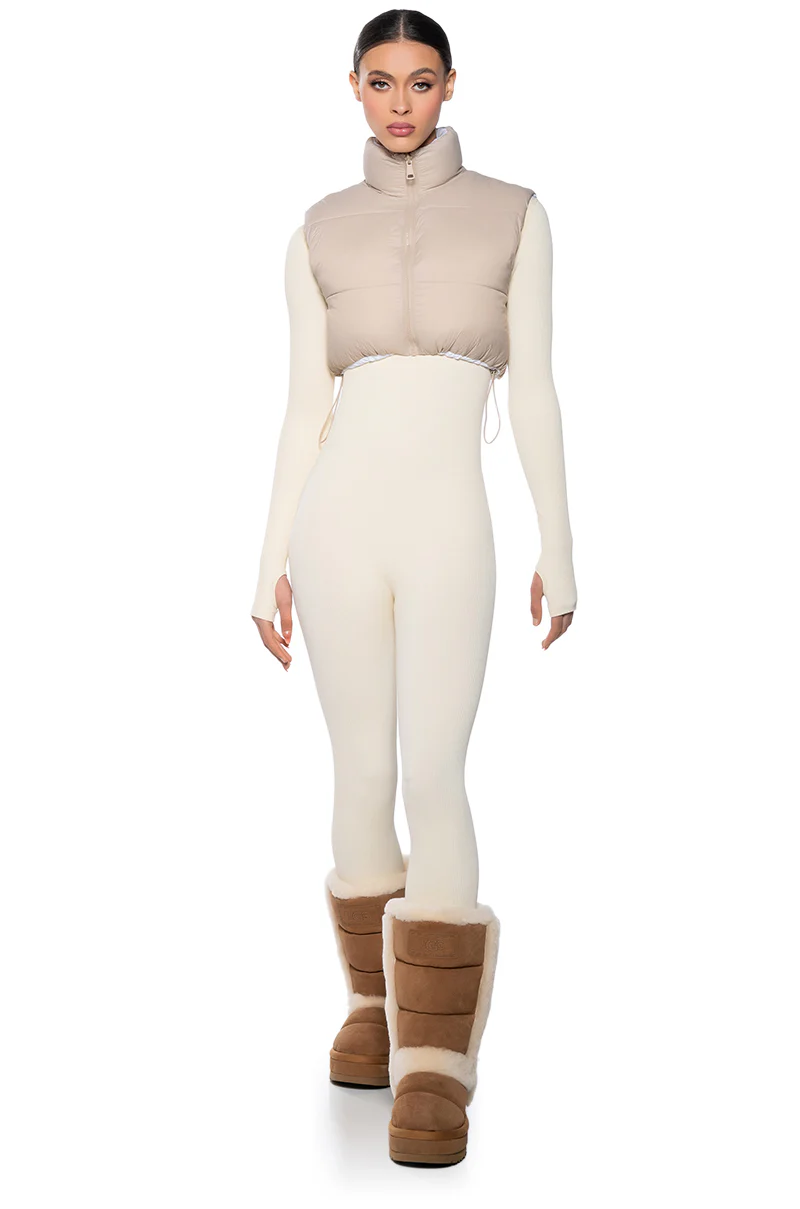 TAYLOR SAID CROP PUFFER VEST IN IVORY - Image 3