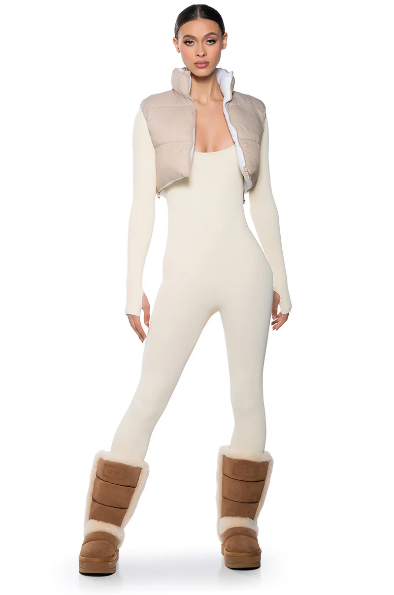 TAYLOR SAID CROP PUFFER VEST IN IVORY - Image 4