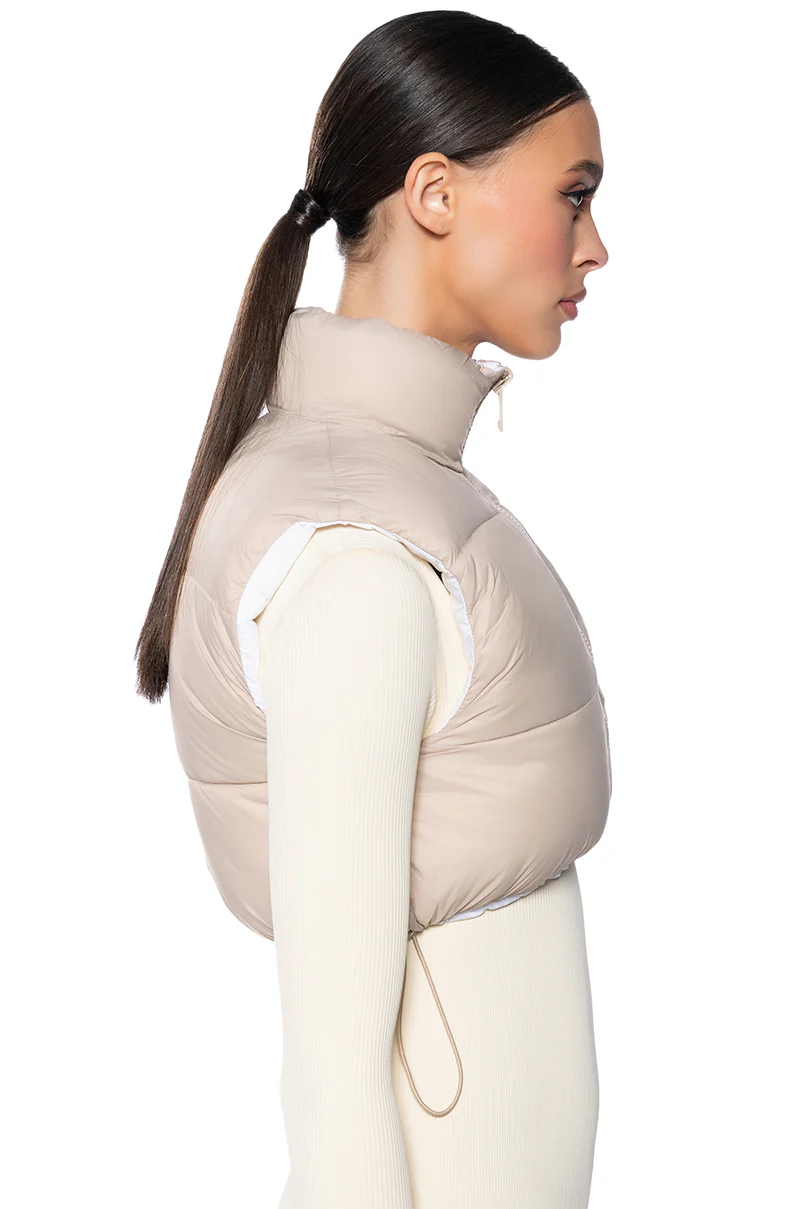 TAYLOR SAID CROP PUFFER VEST IN IVORY - Image 5