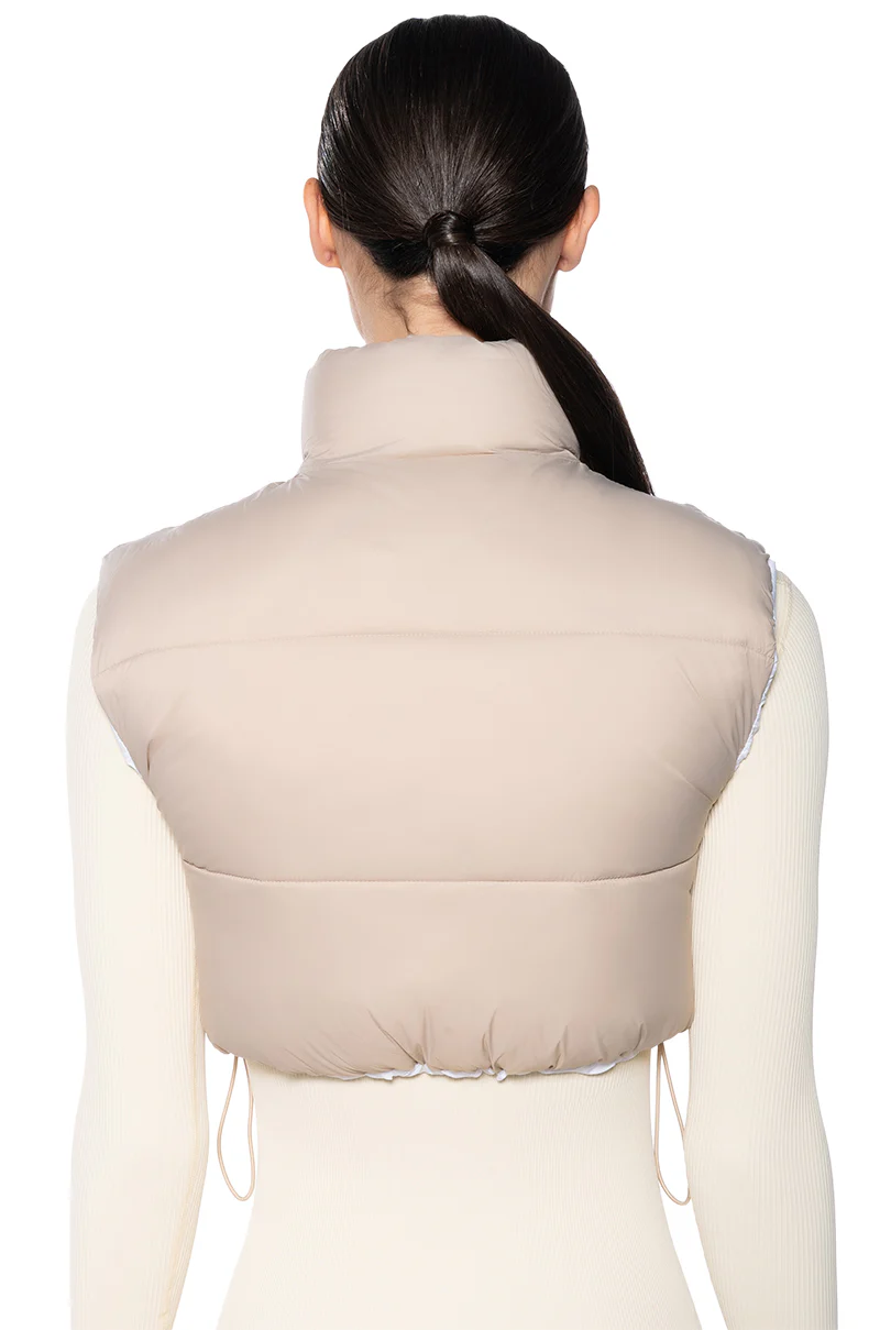TAYLOR SAID CROP PUFFER VEST IN IVORY - Image 6