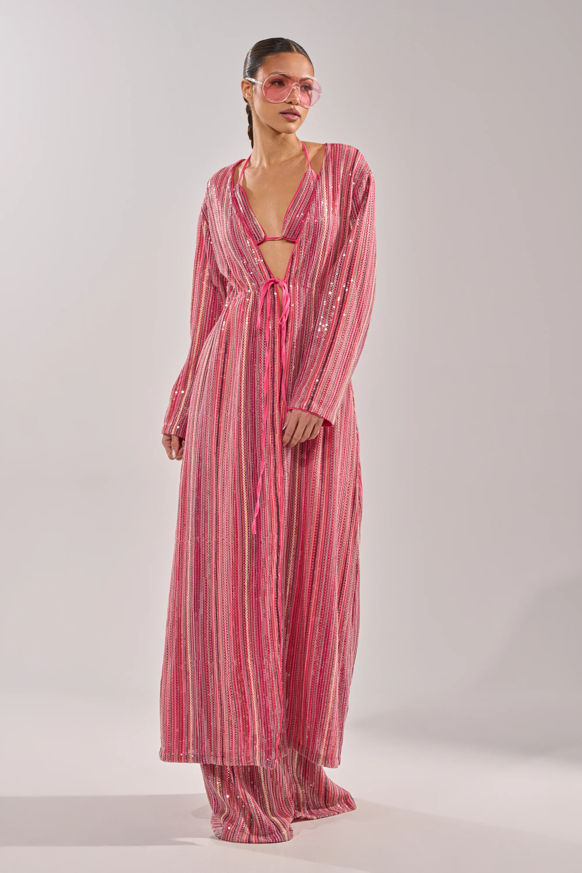 TAYLOR SEQUIN FRONT TIE DUSTER - Image 2