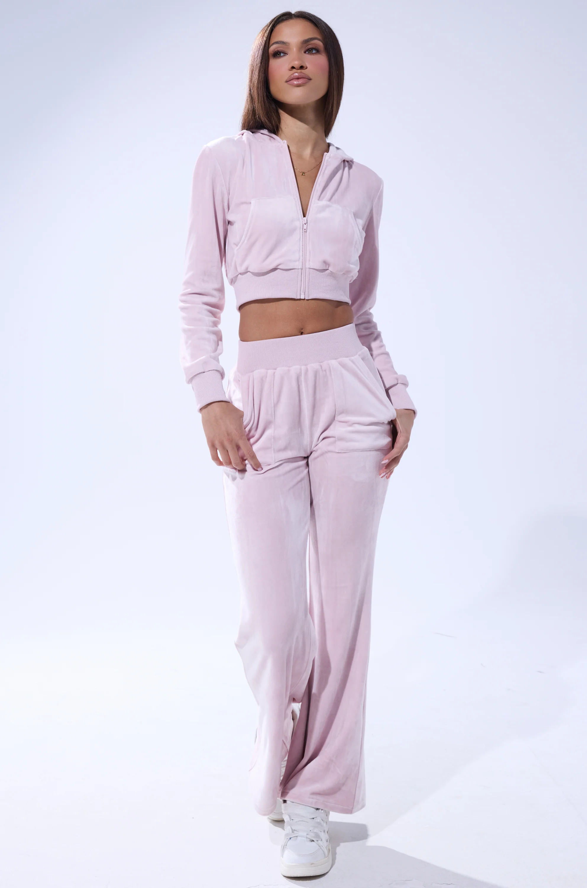 TAYLOR VELOUR FITTED ZIP UP IN PINK - Image 7