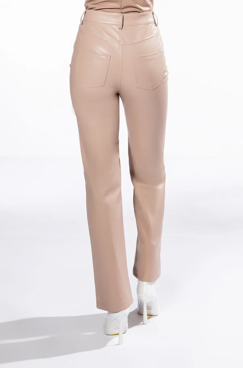 TE QUIERO HIGH RISE VEGAN LEATHER STRAIGHT LEG PANTS - Image 5