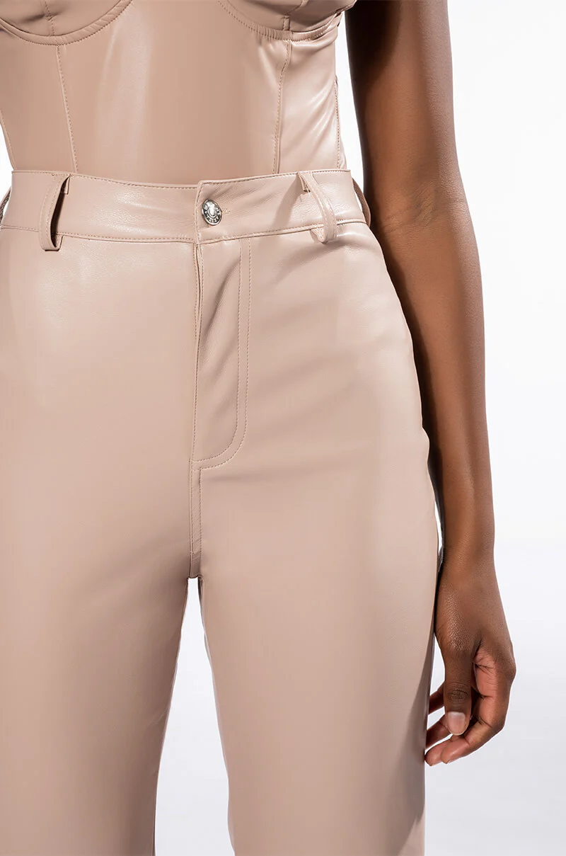 TE QUIERO HIGH RISE VEGAN LEATHER STRAIGHT LEG PANTS - Image 6