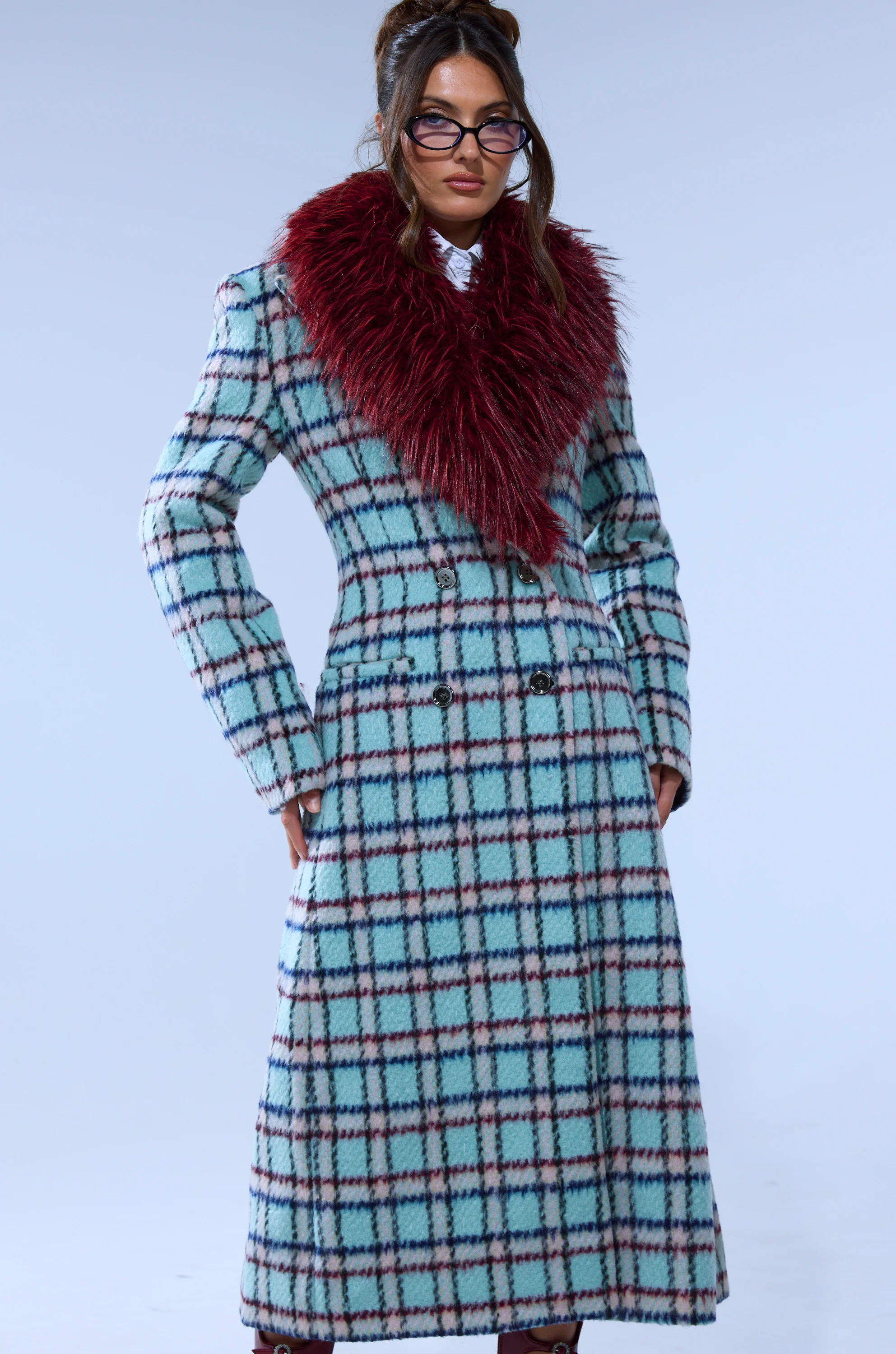 TEA FOR TWO FUR TRIM TRENCH IN BLUE - Image 4