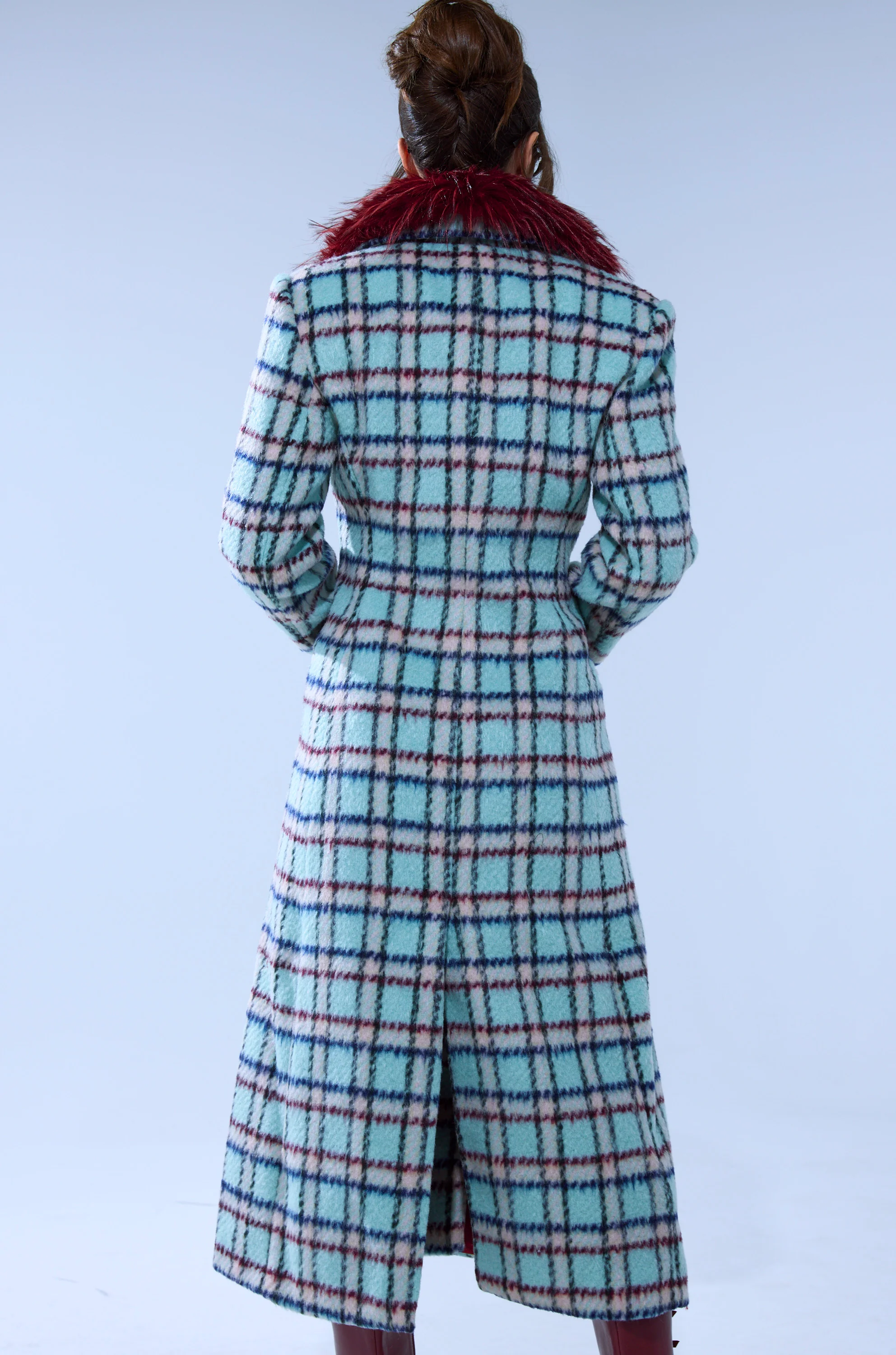 TEA FOR TWO FUR TRIM TRENCH IN BLUE - Image 9