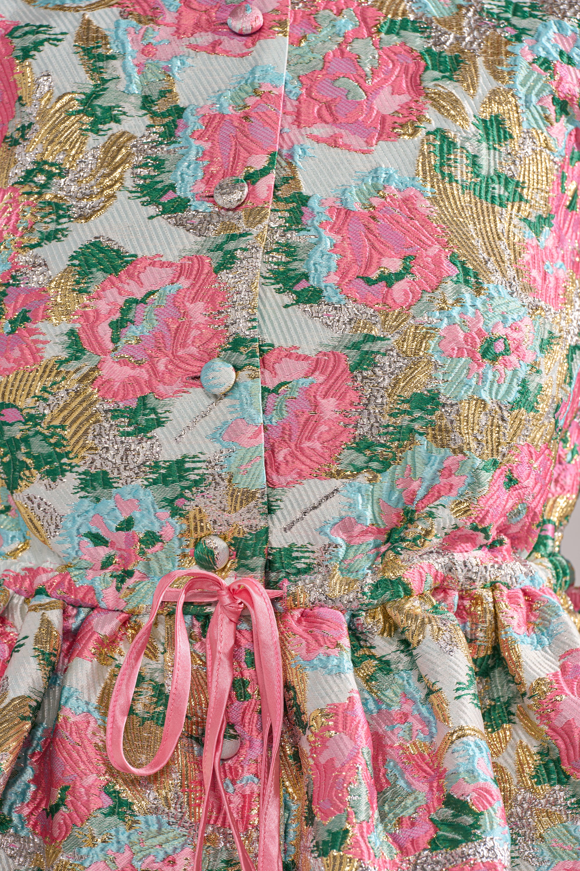 TEA TIME FLORAL BROCADE SHORT SLEEVE BLOUSE - Image 7