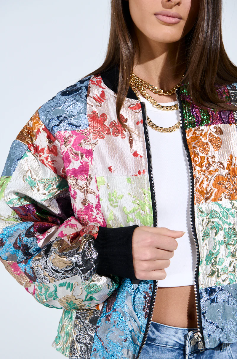 THAT GIRL PATCHWORK BROCADE BOMBER - Image 11
