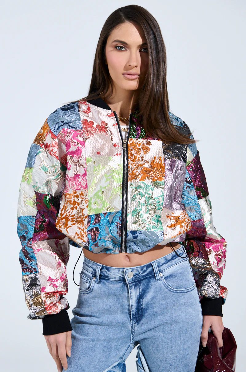 THAT GIRL PATCHWORK BROCADE BOMBER - Image 5