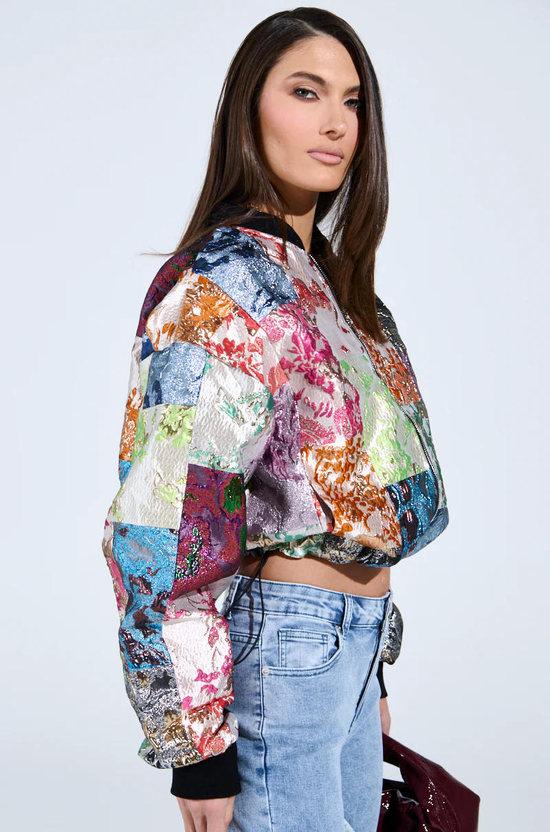 THAT GIRL PATCHWORK BROCADE BOMBER - Image 6