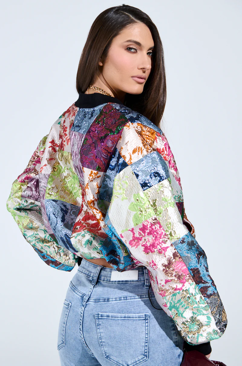 THAT GIRL PATCHWORK BROCADE BOMBER - Image 7